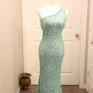 Primavera One Shoulder Sequin Prom Dress